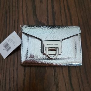 NEW Michael Kors  silver leather wallet
